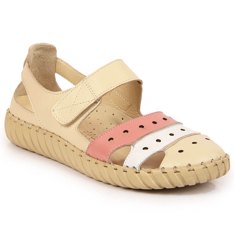 Sandales femme en cuir ajourées Artiker beige Sandales femme en cuir ajourées Artiker beige