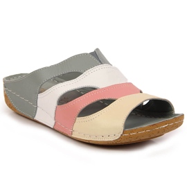 Pantoufles confortables en cuir pour femmes multicolores Artiker gris