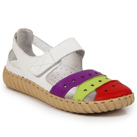 Sandales femme en cuir ajourées Artiker blanche multicolore