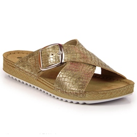 Chaussons femme Inblu dorés à boucle