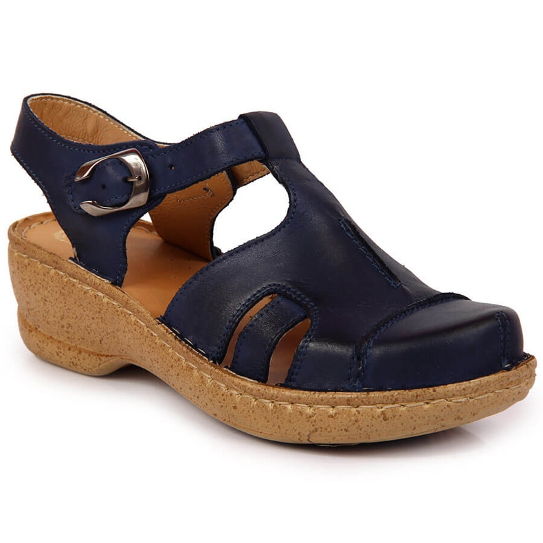 Sandales en cuir bleu marine Łukbut 656