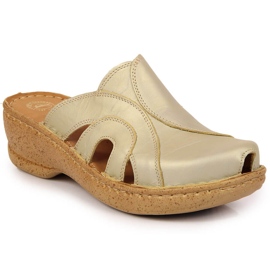 Chaussons compensés en cuir doré Łukbut 650 d'or