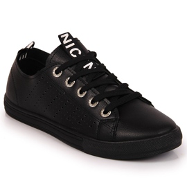 Baskets pour femmes en cuir écologique noir Filippo le noir