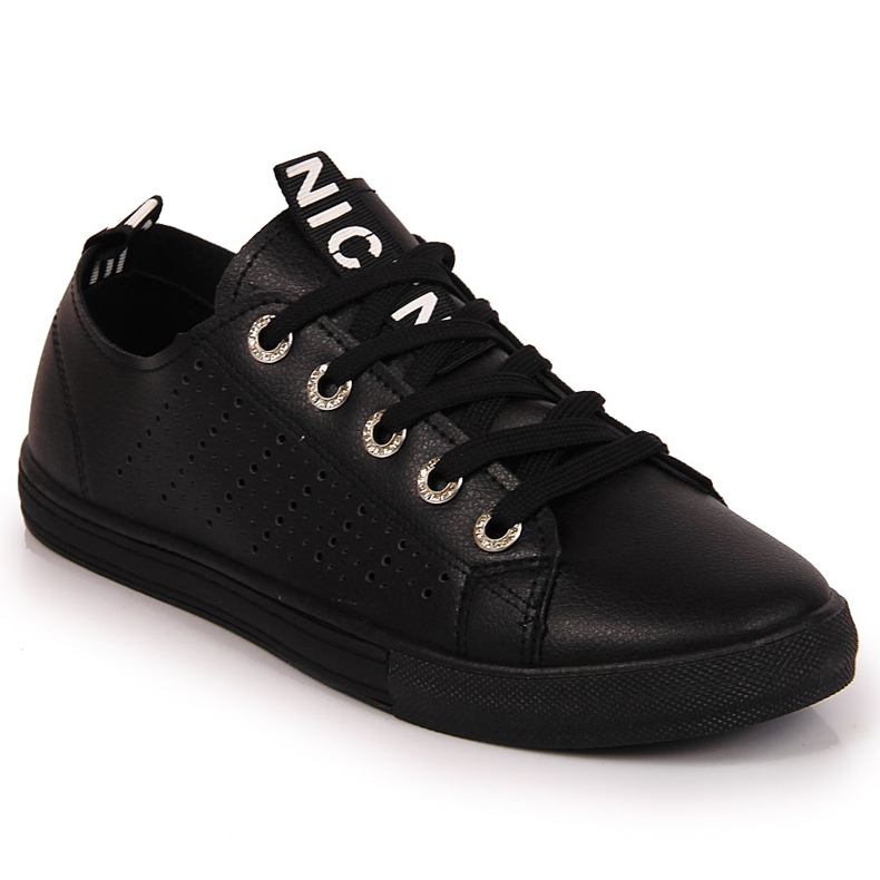 Baskets pour femmes en cuir écologique noir Filippo le noir
