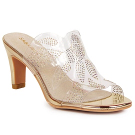 Chaussons femme transparents avec zircons cubiques dorés Sabatina incolore Chaussons femme transparents avec zircons cubiques dorés Sabatina incolore