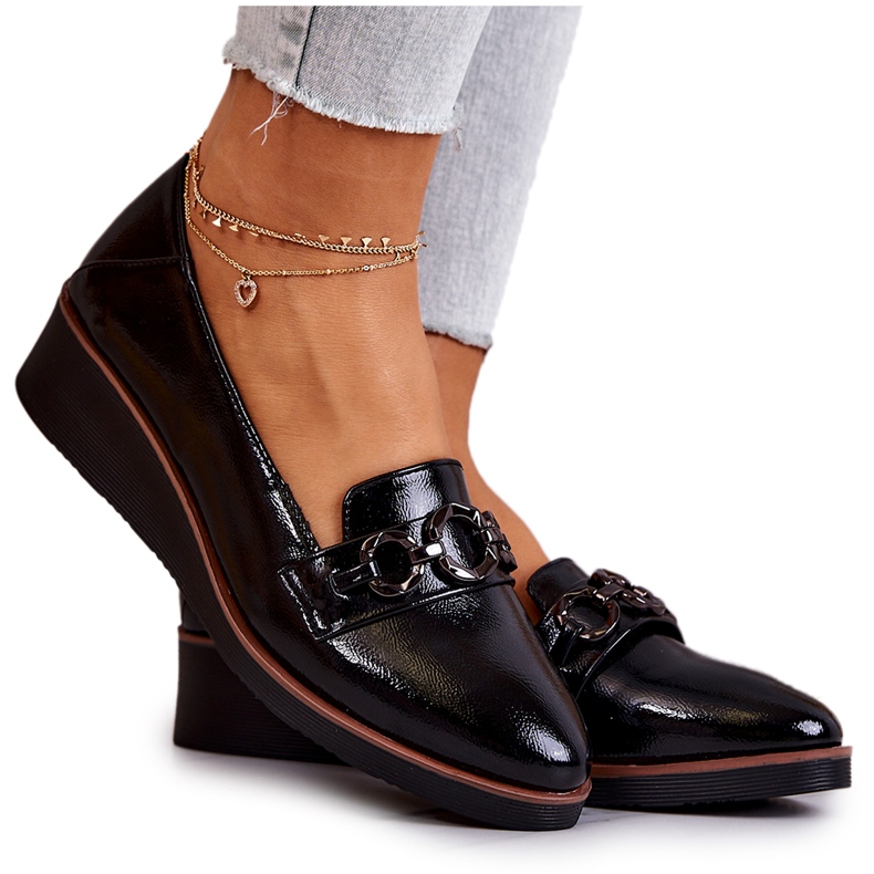 Vinceza Chaussures compensées en cuir verni Black Melodies le noir