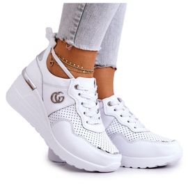 S.Barski Chaussures de sport en cuir pour femmes Baskets Blanc Loissa argent