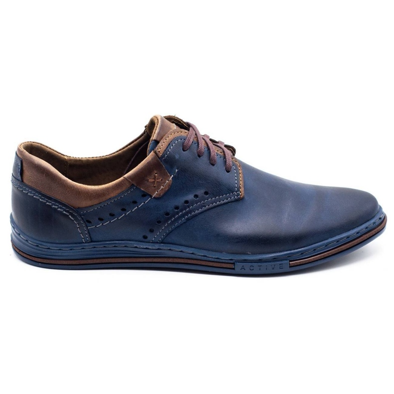 Polbut Chaussures décontractées 402 pour hommes, bleu marine et marron