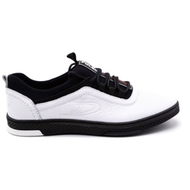 Polbut Chaussures décontractées en cuir pour hommes K24, blanches avec semelle noire