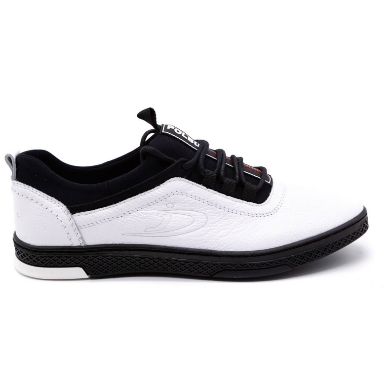 Polbut Chaussures décontractées en cuir pour hommes K24, blanches avec semelle noire
