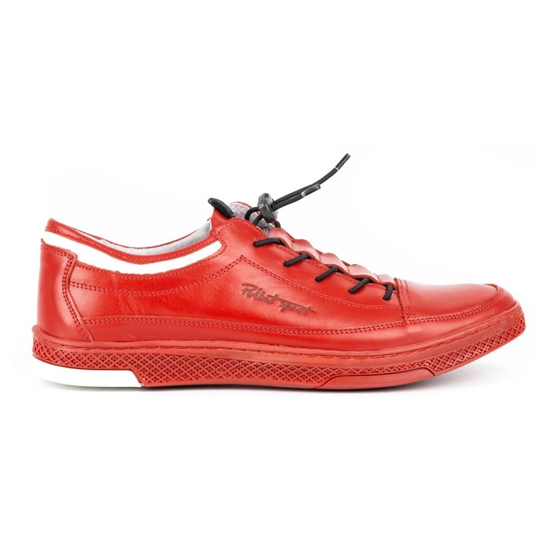 Polbut Chaussures décontractées en cuir pour hommes K22N rouge avec dessous rouge Polbut Chaussures décontractées en cuir pour hommes K22N rouge avec dessous rouge