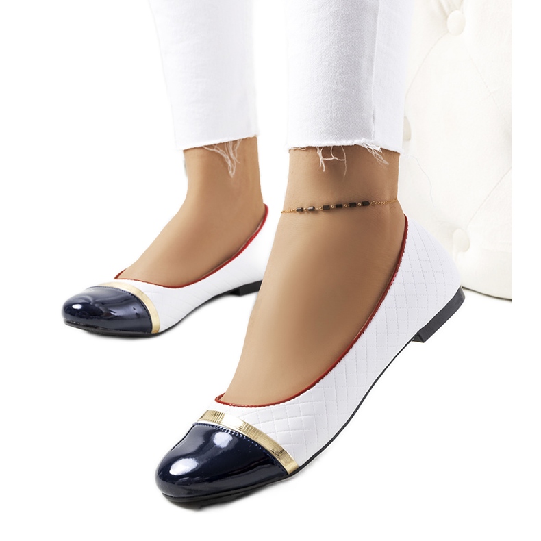 Ballerines femme Petra blanches bleu marin