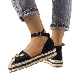 Espadrilles noires avec zircon cubique Taimi le noir
