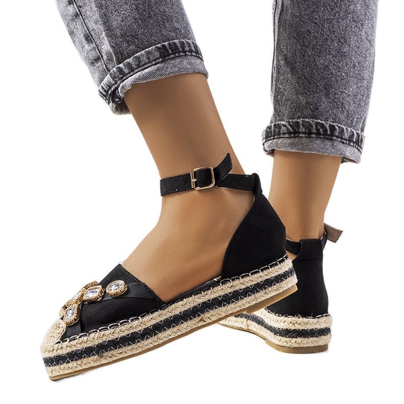 Espadrilles noires avec zircon cubique Taimi le noir