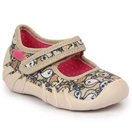 Chaussons ballerines avec velcro beige Jr. Befado