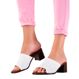 W. Potocki Pantoufles En Cuir Sur Le Talon Potocki blanc