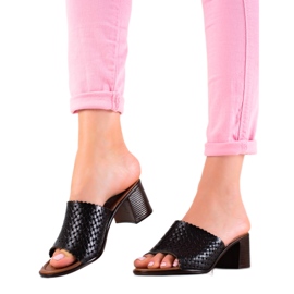 W. Potocki Pantoufles En Cuir Sur Le Talon Potocki noir