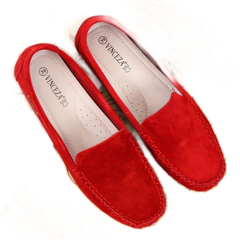 Mocassins En Cuir Rouge À Vinceza