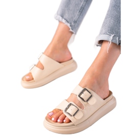 LA.FI Chaussons Avec Boucles beige