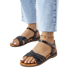 Sandales noires avec oxydes de zirconium Parade