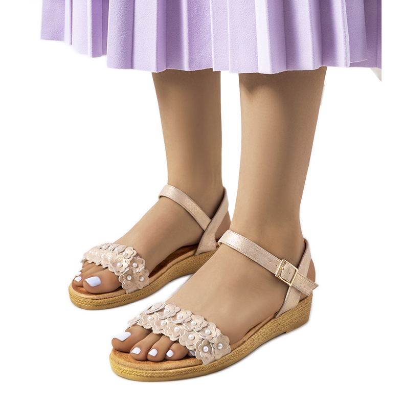 Sandales dorées femme Farra rose d'or