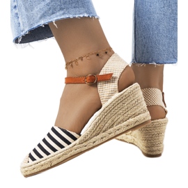 Espadrilles noires sur le compensé Garvan beige