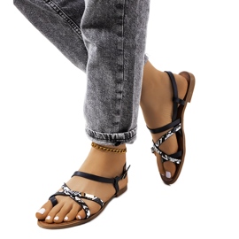 Sandales noires pour femmes de Wiener blanche le noir Sandales noires pour femmes de Wiener blanche le noir