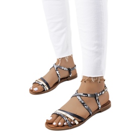 Sandales femme Reeta noires blanc
