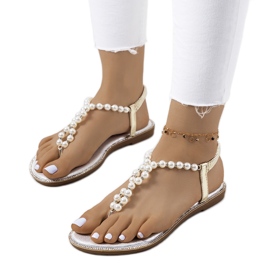 Sandales dorées avec perles Tana d'or