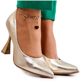 Escarpins en cuir à la mode Lewski Shoes 3181 Doré