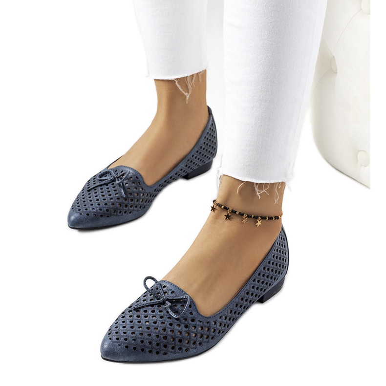 Ballerines Gayle bleu marine ajourées