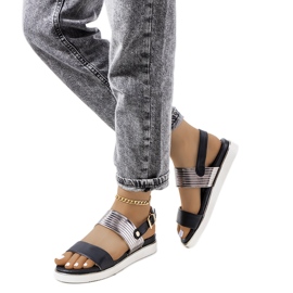 Sandales noires avec empiècement métallisé Larochelle argent