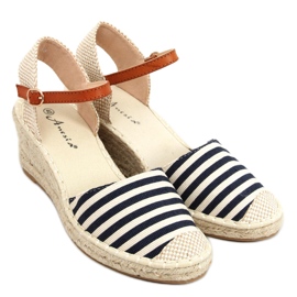 Espadrilles rayées bleues Irma beige bleu marin