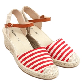 Irma Espadrilles rayées rouges beige Irma Espadrilles rayées rouges beige