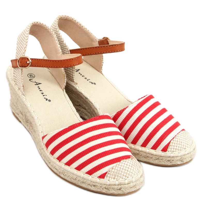 Irma Espadrilles rayées rouges beige