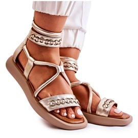 Sandales En Cuir Sur La Plateforme Maciejka 05559-25 Doré