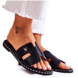Vinceza Pantoufles pour femmes à la mode avec emblème Miquel noir le noir