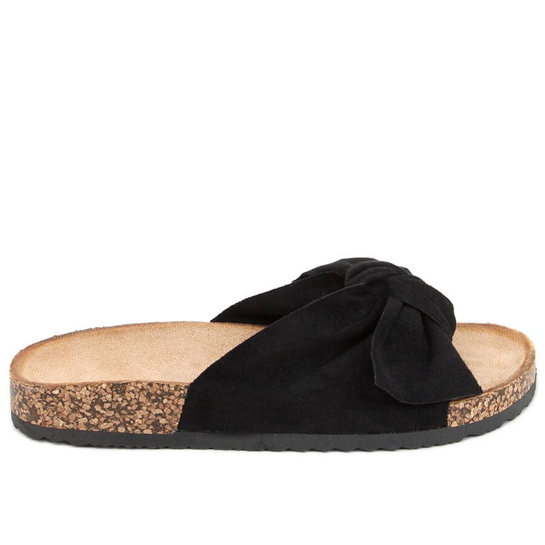 Chaussons en liège avec un nœud Lilas Noir le noir