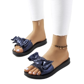 Chaussons bleu marine à nœud brillant Sora