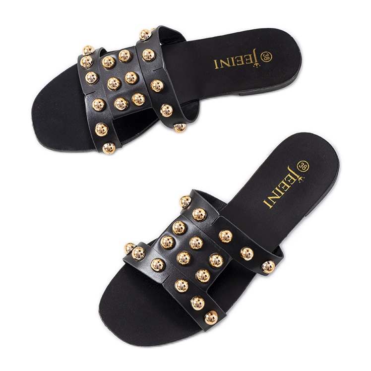 Chaussons noirs avec clous décoratifs Amparo le noir Chaussons noirs avec clous décoratifs Amparo le noir