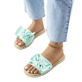 Pantoufles vertes avec un nœud Avi Pantoufles vertes avec un nœud Avi