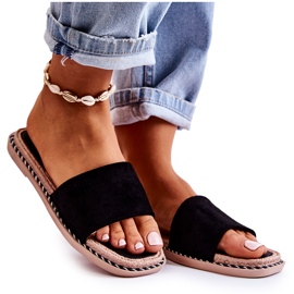 FJ1 Chaussons en Daim Noir pour Femme Sunset le noir