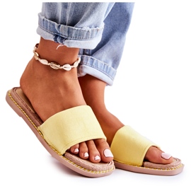 FJ1 Chaussons Femme en Daim Jaune Coucher de Soleil