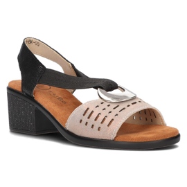 Filippo DS2308/22 Bk Go sandales ajourées en cuir, noir et doré d'or