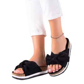 Marquiz Pantoufles Sur La Plate-Forme Avec Un Noeud noir