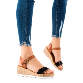 Cm Paris Sandales compensées classiques brun noir