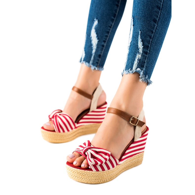 Sandales Avec Un Nœud Sur Le Coin brun rouge