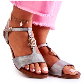 S.Barski Sandales Légères Femme Avec Boucle Argent Foncé Carida S.Barski Sandales Légères Femme Avec Boucle Argent Foncé Carida