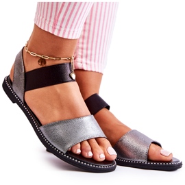S.Barski Sandales Classiques À Clous Argent Foncé Shelly le noir