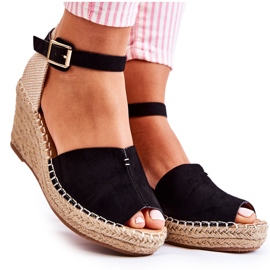 Sandales Femme Confortables Sur Compensées Noir Dellia le noir